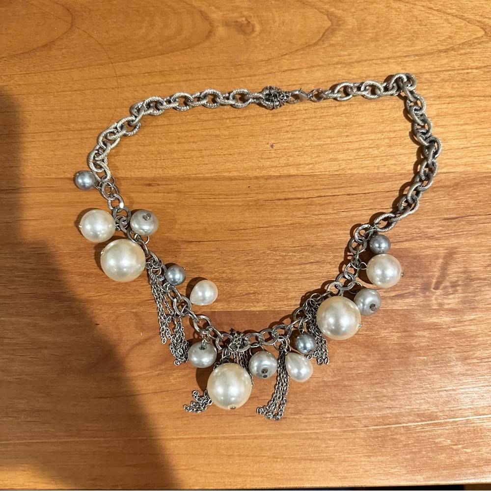 Elegant Silver Pearl Necklace